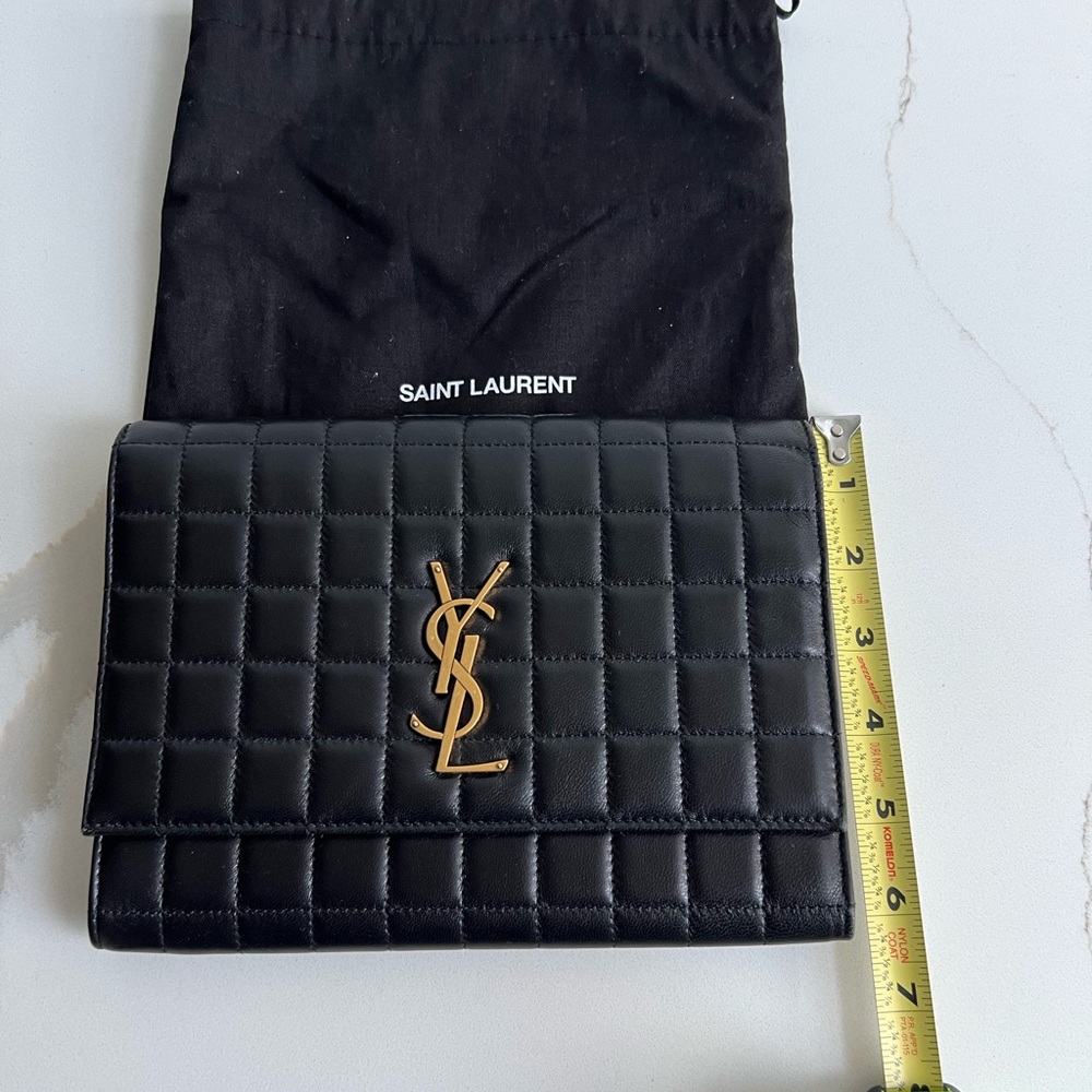 Saint Laurent Black Quilted Pouch with Gold Logo - Picture 16 of 16
